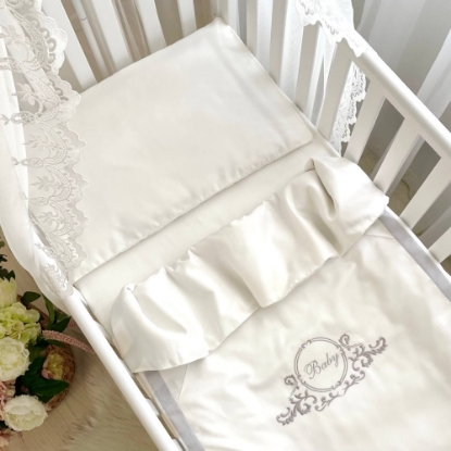 Set lenjerie de schimb pentru patut bebe 3 piese Baby King gri